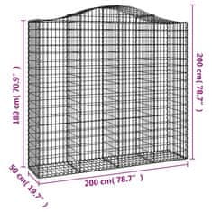 Vidaxl Obokane gabion košare 2 kosa 200x50x180/200 cm pocinkano železo