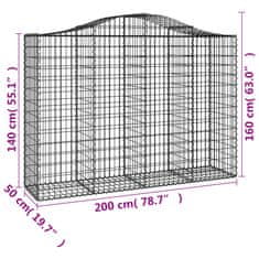 Vidaxl Obokane gabion košare 3 kosi 200x50x140/160 cm pocinkano železo