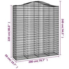 Vidaxl Obokane gabion košare 2 kosa 200x50x220/240 cm pocinkano železo