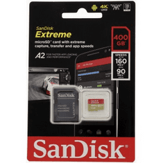 SanDisk Extreme micro SDXC 400 GB 160 MB/s A2 C10 V30 UHS-I U3, adapter, NHRADA 121588