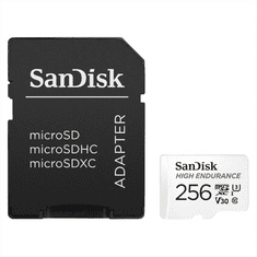 SanDisk microSDXC High Endurance Video 256 GB C 10 U3 V30, adapter