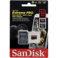 SanDisk Extreme Pro microSDHC 32 GB 100 MB/s A1 Class 10 UHS-I V30, adapter