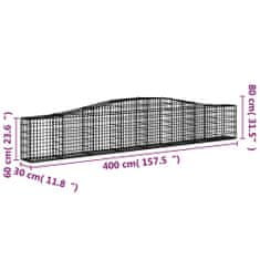 Vidaxl Obokana gabionska košara 7 kosov 400x30x60/80cm cinkano železo