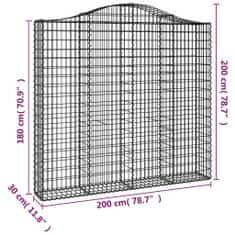 Vidaxl Obokane gabion košare 6 kosov 200x30x180/200cm pocinkano železo