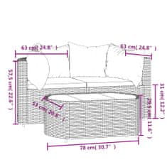 Vidaxl Vrtna sedežna garnitura 3-delna z blazinami črn poli ratan
