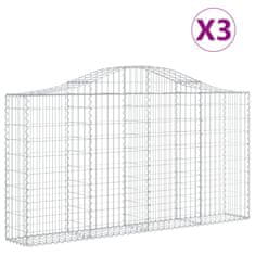 Vidaxl Obokane gabion košare 3 kosi 200x30x100/120 cm pocinkano železo