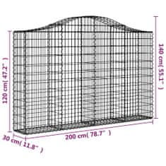 Vidaxl Obokane gabion košare 6 kosov 200x30x120/140cm pocinkano železo