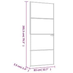 Vidaxl Notranja vrata črna 83x201,5 cm kaljeno steklo & aluminij tanka