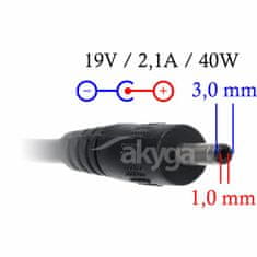 Akyga Polnilec za prenosne računalnike 19V/2.1A 40W 3.0x1.0 mm za SAMSUNG