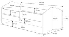 Trianova Otroška postelja Casimo z ograjico - 80x160 cm