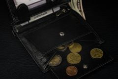 RONALDO Velika črna usnjena moška RFID denarnica