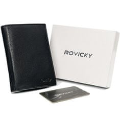 Rovicky Lična moška denarnica iz naravnega usnja, črna, RFID zaščita
