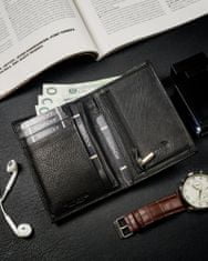 Rovicky Lična moška denarnica iz naravnega usnja, črna, RFID zaščita