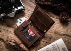 Peterson Usnjena moška denarnica brez zaponke z RFID sistemom