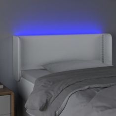 Vidaxl LED posteljno vzglavje belo 93x16x78/88 cm umetno usnje