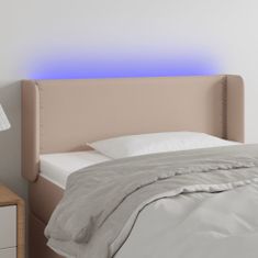 Vidaxl LED posteljno vzglavje kapučino 103x16x78/88 cm umetno usnje