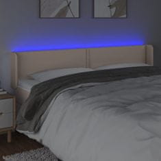 Vidaxl LED posteljno vzglavje kapučino 163x16x78/88 cm umetno usnje