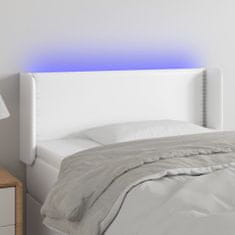 Vidaxl LED posteljno vzglavje belo 93x16x78/88 cm umetno usnje