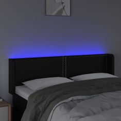 Vidaxl LED posteljno vzglavje črno 147x16x78/88 cm umetno usnje