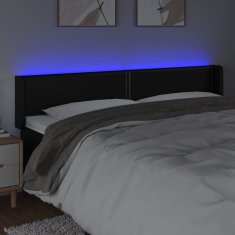 Vidaxl LED posteljno vzglavje črno 183x16x78/88 cm umetno usnje