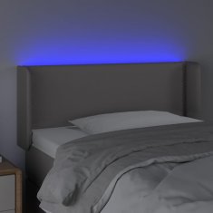 Vidaxl LED posteljno vzglavje sivo 93x16x78/88 cm umetno usnje