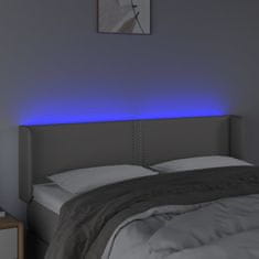 Vidaxl LED posteljno vzglavje sivo 147x16x78/88 cm umetno usnje