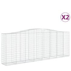 Vidaxl Obokane gabion košare 2 kosi 400x50x140/160 cm pocinkano železo