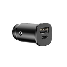 BASEUS Pametni avtomobilski polnilnik z 2 USB-vrati in USB-C QC PD črne barve