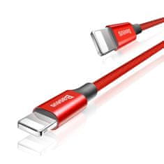 BASEUS Tkaninski pleteni kabel USB - iPhone Lightning 1,8 m - rdeč