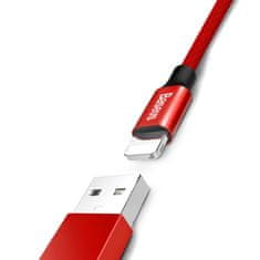 BASEUS Tkaninski pleteni kabel USB - iPhone Lightning 1,8 m - rdeč