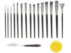 WOWO Artist Paint Brushes Complete Set - Celoten komplet Artist Paint Brushes z etuijem, gobo in lopatico - 17 kosov