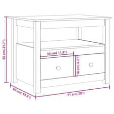 Vidaxl Klubska mizica bela 71x49x55 trdna borovina