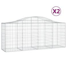 Vidaxl Obokane gabion košare 2 kosa 200x50x80/100 cm pocinkano železo