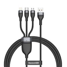 BASEUS baseus 3v1 usb kabel - lightning / usb type c / micro usb (5 a polnjenje / 480 mbps prenos podatkov) 1,2 m 40 w črno-siv (ca1t3-g1)