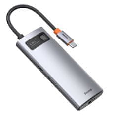 BASEUS Večnamenski 6-v-1 USB USB-C PD HDMI 3x USB 3.2 RJ45 Siva