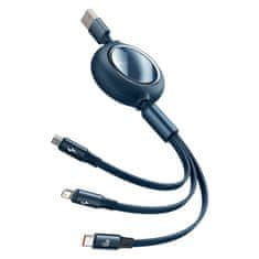 BASEUS baseus bright mirror izvlečni kabel 3v1 usb - mikro usb / usb type c / lightning 66w 1,2 m modra (camlc-mj03)