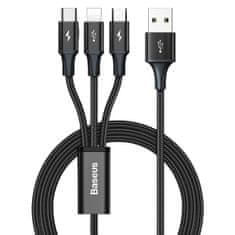 BASEUS baseus rapid 3v1 usb kabel - usb type c / lightning / micro usb za polnjenje in prenos podatkov (lightning) 1,2 m črn (cajs000001)