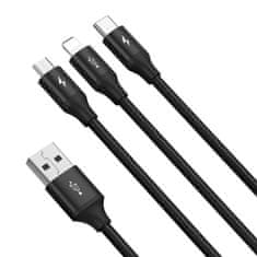 BASEUS baseus rapid 3v1 usb kabel - usb type c / lightning / micro usb za polnjenje in prenos podatkov (lightning) 1,2 m črn (cajs000001)