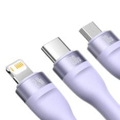 BASEUS baseus flash series ⅱ podatkovni kabel za hitro polnjenje one-for-three usb na m+l+c 100 w 1,2 m vijoličen