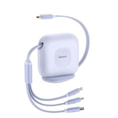 BASEUS baseus traction series izvlečni 3-v-1 kabel usb type c - micro usb / usb type c / lightning power delivery 100 w 1,7 m violet (caqy000005)