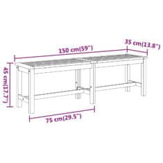 Vidaxl Vrtna klop 150x35x45 cm trden akacijev les