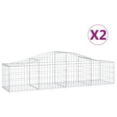 Vidaxl Obokane gabion košare 2 kosi 200x50x40/60 cm pocinkano železo