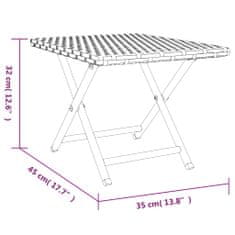 Vidaxl Zložljiva miza siva 45x35x32 cm poli ratan