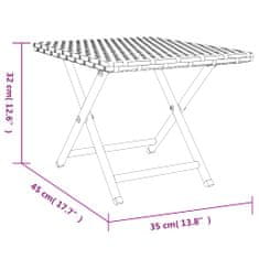 Vidaxl Zložljiva miza rjava 45x35x32 cm poli ratan