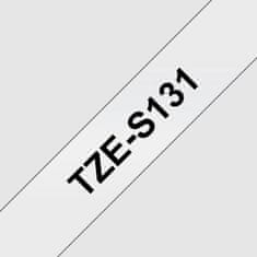 TZE-S131, prosojen / črn, 12 mm